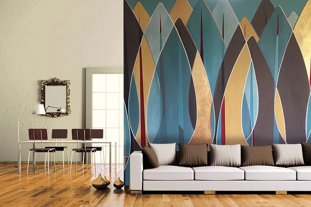 Decorazione murale contemporanea soggiorno Decorazione murale contemporanea soggiorno